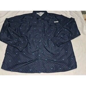 Realtree Men's Shirt Blue Fish Logo Long Sleeve Fishing Guide Shirt Size 2XL